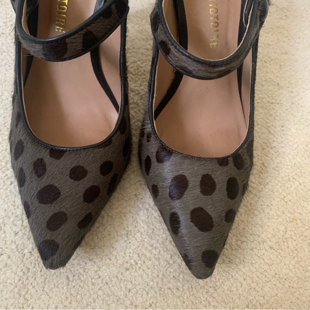 Pour La Victoire Women Size:6 1/2 Brown Pointed Toe Polka Dot Stiletto Heels - Picture 2 of 12